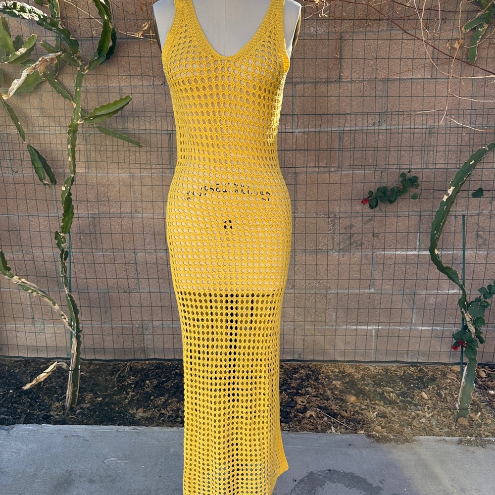 Yellow Crochet Maxi Dress